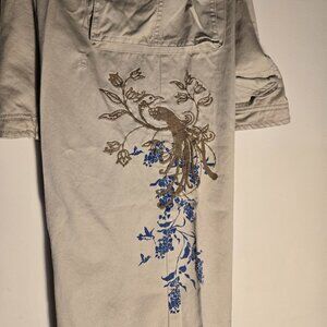 Old Navy Khaki Pants with Embroidery on the Legs